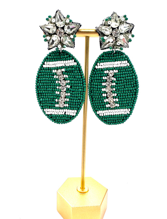 Camel Thread Green Football Stud Earring