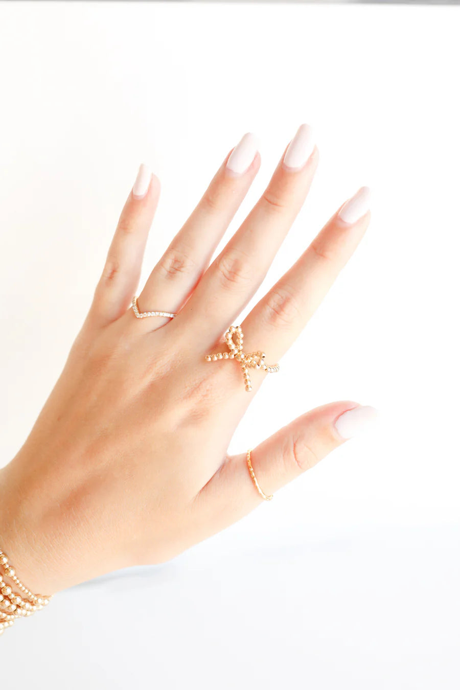 Beaded Blondes Bow Ring