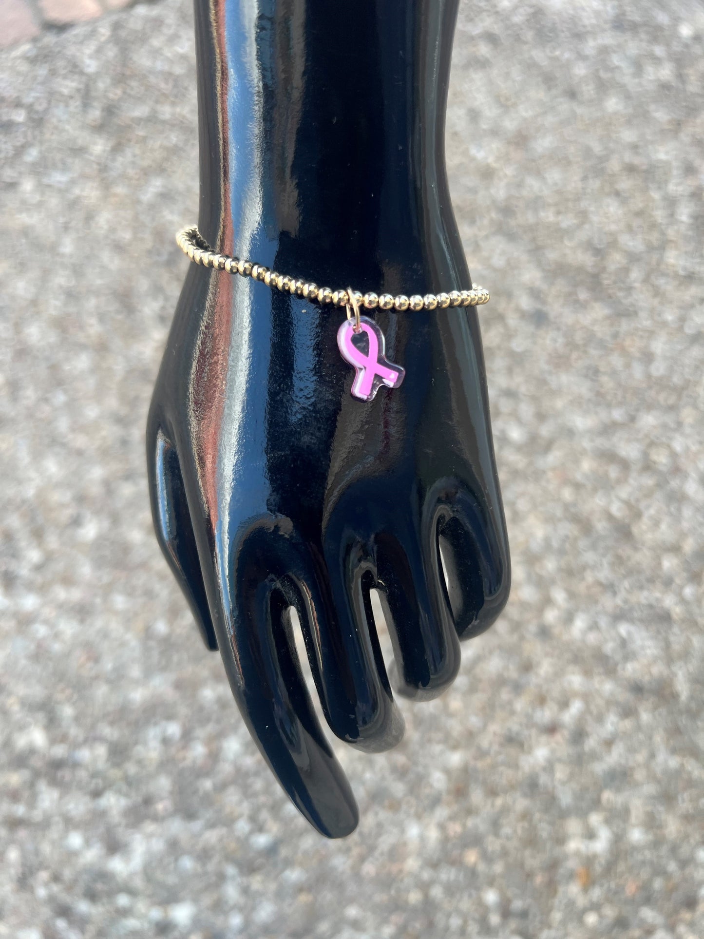 Beaded Blondes Breast Cancer Ribbon Bracelet