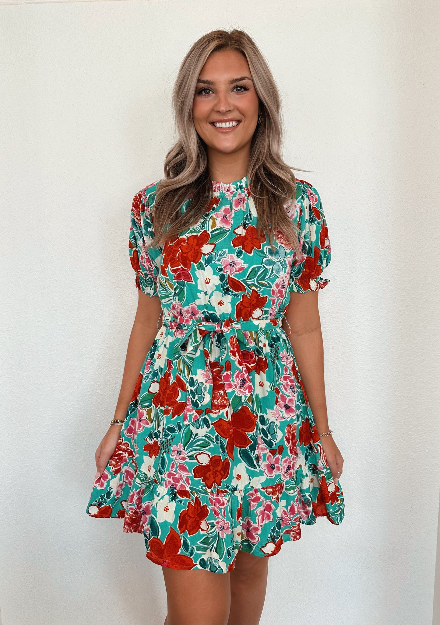 THML Short Sleeve Floral Dress